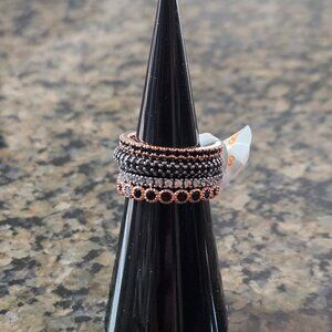 Bomb Party RBP6443 "Dreaming of Paris" Black Onyx & Diamond Cubic Zirconia Sz 6